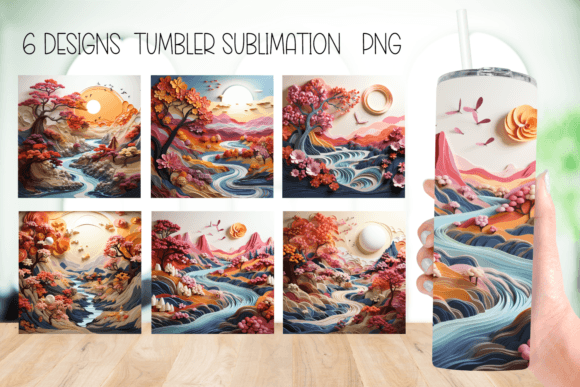 Autumn Tumbler Wrap Sublimation Design: Graphics for Crafts & Content