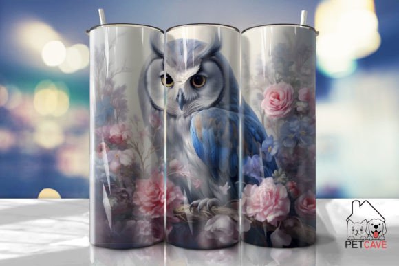 Beauti Owl and Flower Tumbler Graphics for Crafts