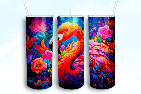 Beautiful Flaming with Flowers Tumbler Graphics