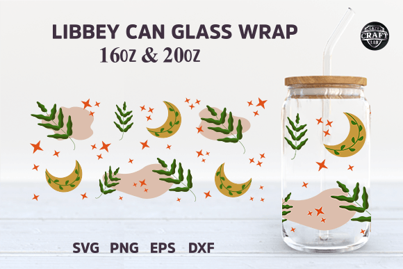 Bohemian Libbey Can Glass 16oz Wrap SVG: Graphics for Tumbler Wraps