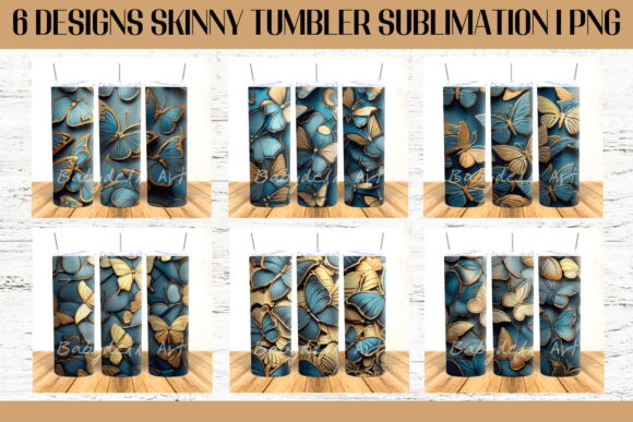 Butterflies Gold Tumbler Sublimation: Graphics for Crafts & Branding
