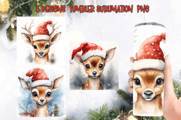 Christmas Santa Deer Tumbler Sublimation Graphics
