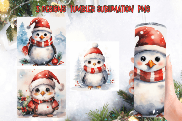 Christmas Santa Penguin Tumbler Graphics for Crafts