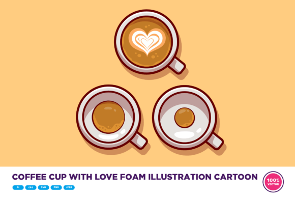 Coffee Cup with Love Foam Illustration: Graphics for Crafts & Branding