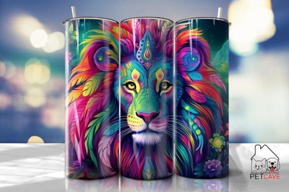 Colorful Lion Tumbler 1: Graphics for Crafts Projects