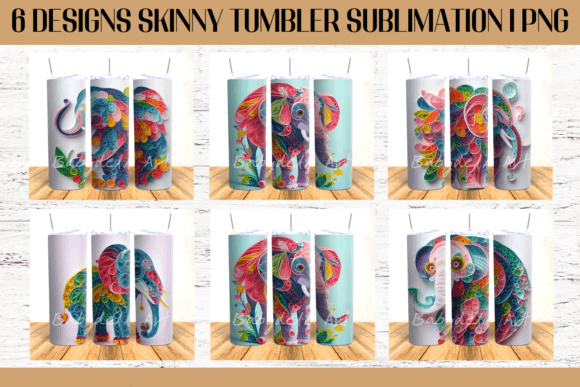 Elephant Paper Quill Tumbler Sublimation: Graphics for Crafts & Content
