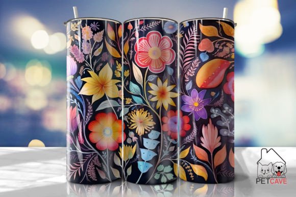 FOLK FLOWER ART Tumbler 20oz 3: Graphics for Crafts & Content