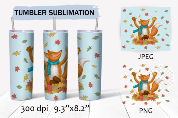 Fox Falling Leaves Tumbler Wrap: Graphics for Crafts