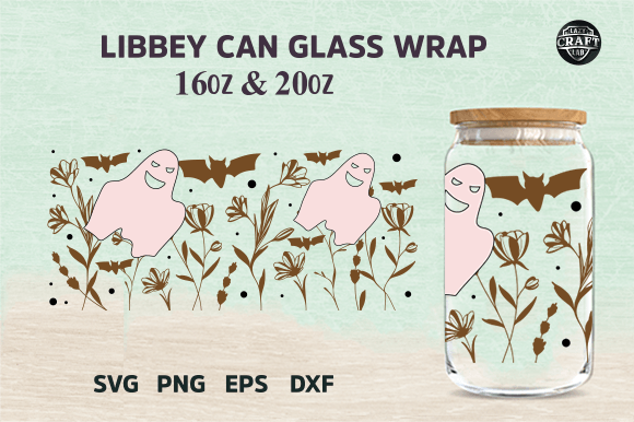 Ghost Flower Libbey Can Glass SVG Graphics for Tumbler Wraps