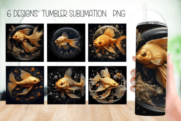 Gilden Fish Tumbler Sublimation Design: Graphics for Crafts