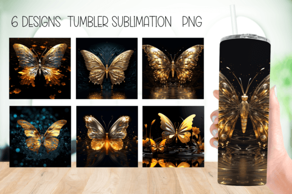 Golden Butterfly Tumbler Sublimation: Graphics for Crafts