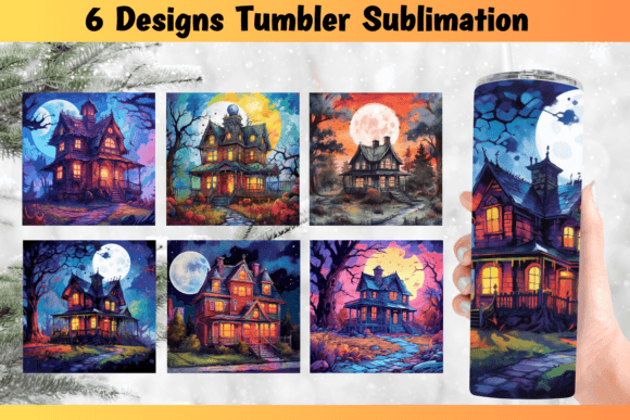 Haunted House Halloween Tumbler Wrap: Graphics for Crafts-Driven Brands