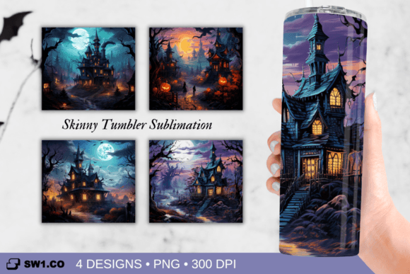 Haunted House Tumbler Sublimation Wrap: Graphics for Crafts