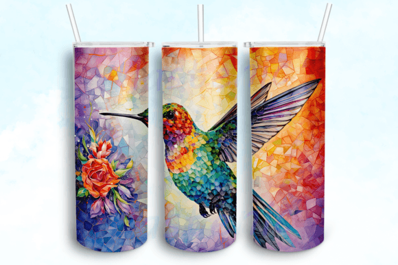 Hummingbird Flowers Tumbler PNG: Graphics for Crafts & Branding