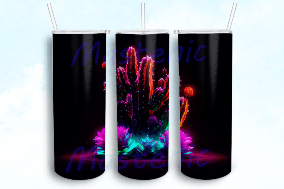 Neon Cactus 20oz Skinny Tumbler PNG — Graphics for Crafts