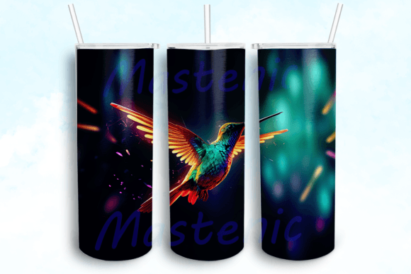 Neon Light Hummingbird Graphics for Crafts