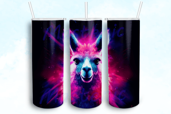 Neon Llama 20oz Skinny Tumbler Graphics for Crafts