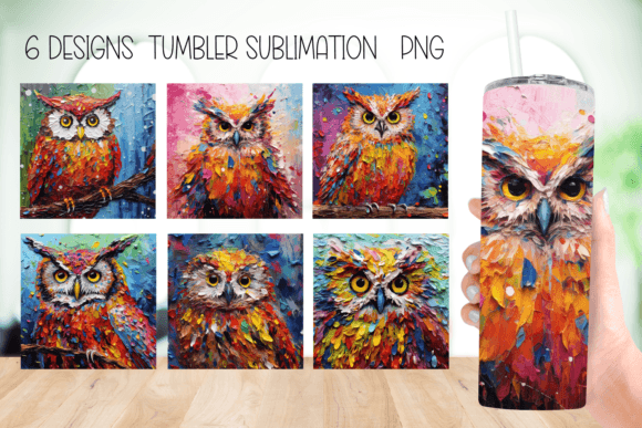 Owl Impasto Paint Tumbler Sublimation Graphics for Crafts