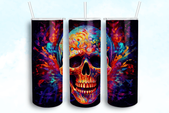 Psychedelic Skull 20oz Skinny Tumbler Graphics for Crafts
