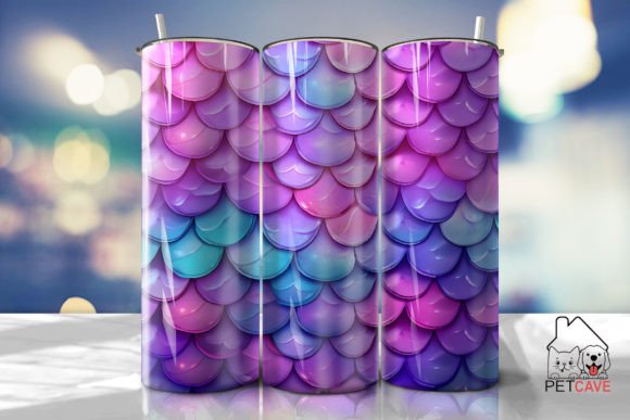 Purple Mermaid Scales Tumbler 20oz 3 Graphics for Crafts