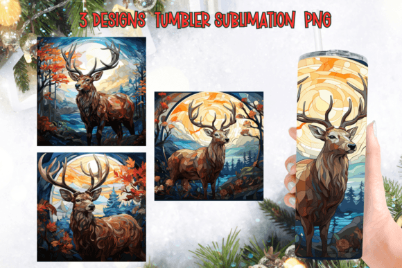 Raindeer Stained Glass Tumbler Wrap: Graphics for Crafts-Driven Branding