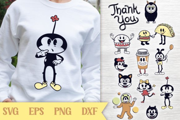 Retro Characters Bundle 12 SVG Items: Graphics for Crafts & Content