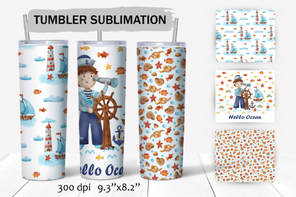 Sailor Boy N3 Sublimation Tumbler Wraps: Graphics for Crafts-Driven Branding