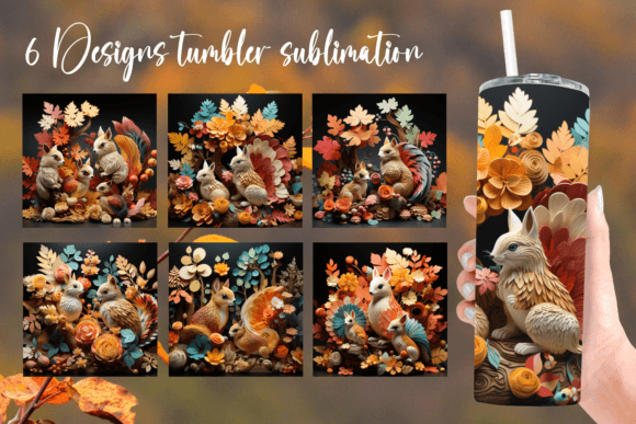 Squirrel Paper Quilling Tumbler Wrap: Graphics for Crafts & Content