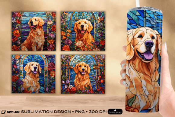 Stained Glass Golden Tumbler Sublimation: Graphics for Crafts