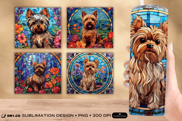 Stained Glass Yorkshire Tumbler Wrap PNG: Graphics for Crafts & Content