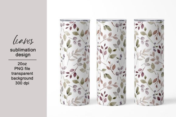 Tumbler Sublimation Design with Leaves: Graphics for Crafts