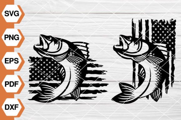 US Bass Fishing SVG Graphics & Illustrations