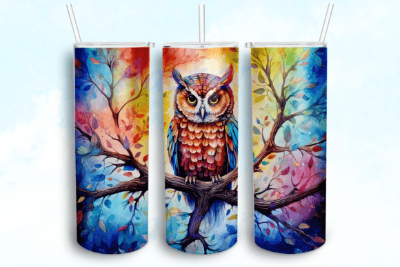 Watercolor Baby Owl 20oz Skinny Tumbler Graphics