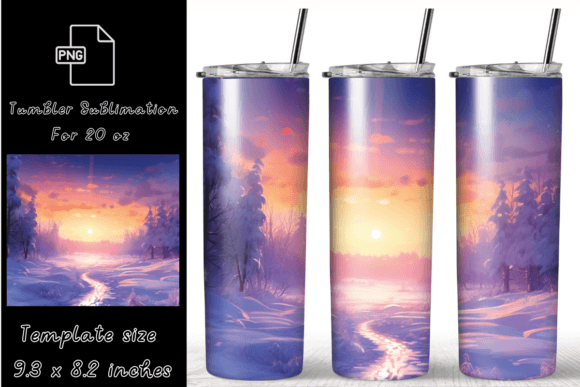 Winter Forest 20oz Skinny Tumbler Wrap Graphics